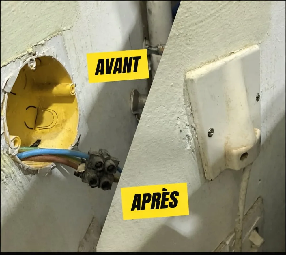 Boîtier électrique, avant et après sécurisation